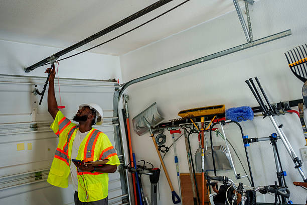Professional Garage Door Installation technician working in Mathis, TX